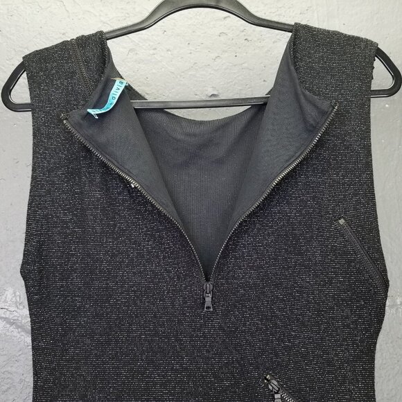 ALICE + OLIVIA Gyllen Dress Womens M Mini Black Metallic Fleck Zipper Net Lining - Picture 8 of 12